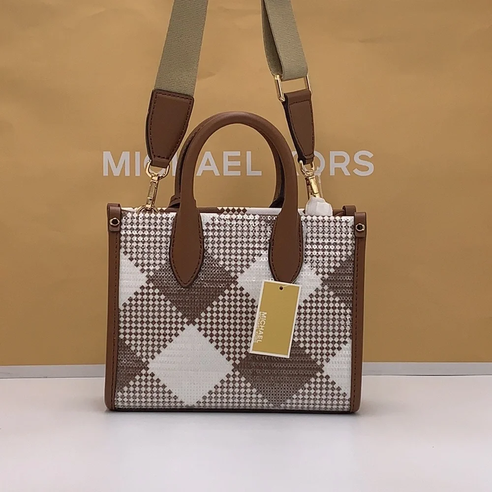 Michael Kors Mirella Extra-Small Logo Crossbody XBODY Shopper Bag Luggage NWT